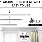 Grozaro Adjustable Shower Curtain Tension Rod 125CM| Non-Drilling| Anti-Skid|Multi-Purpose| Spring Pull Rod - (Stainless Steel)