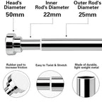 Grozaro Adjustable Shower Curtain Tension Rod 105CM| Non-Drilling| Anti-Skid|Multi-Purpose| Spring Pull Rod - (Stainless Steel)