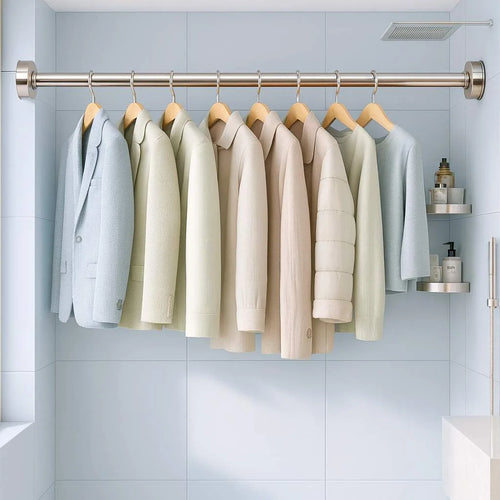 Grozaro Adjustable Shower Curtain Tension Rod 85CM| Non-Drilling| Anti-Skid|Multi-Purpose| Spring Pull Rod - (Stainless Steel)