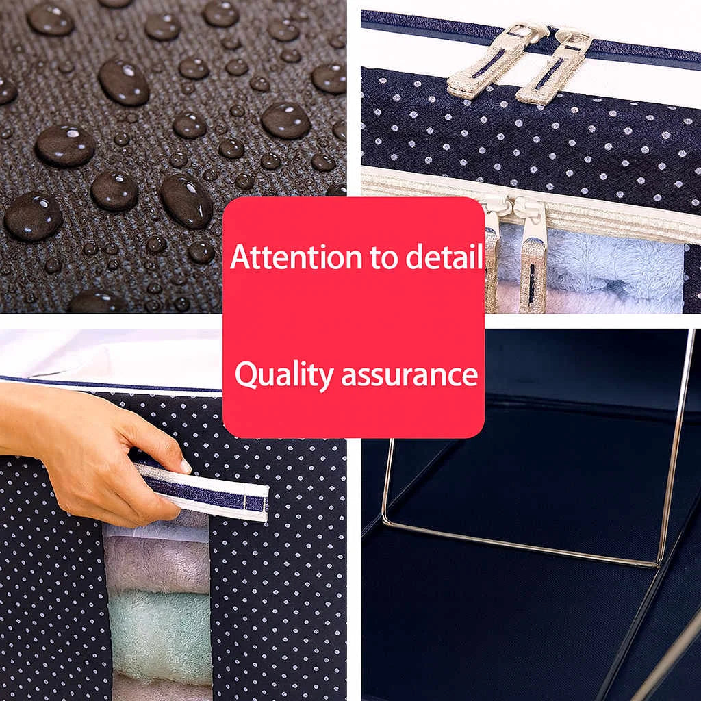 Grozaro Double-Sided Zipper Living Box - Fabric Storage Boxes for Clothes, Saree Cover Bags - 44 Litre, Pack of 1, Polka Dot