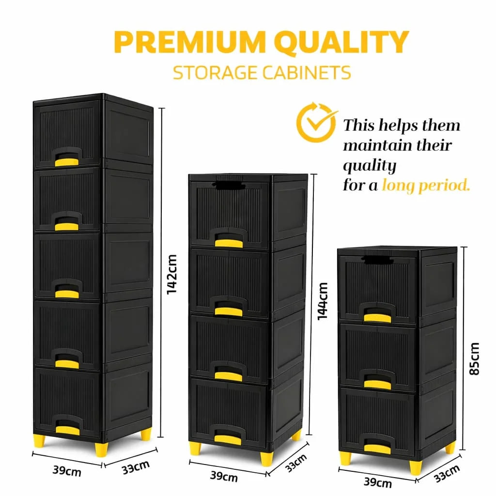 Grozaro Multi Layer Design Flip Top Modular Storage Cabinet Black (3 Layer)