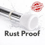 Grozaro Premium Stainless Steel 85CM Adjustable No-Drill Tension Rod with White Non-Slip Rubber End Caps