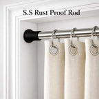 Grozaro Premium Stainless Steel 85CM Adjustable No-Drill Tension Rod with Black Non-Slip Rubber End Caps