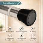 Grozaro Premium Stainless Steel 85CM Adjustable No-Drill Tension Rod with Black Non-Slip Rubber End Caps