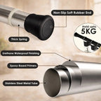 Grozaro Premium Stainless Steel 125CM Adjustable No-Drill Tension Rod with Black Non-Slip Rubber End Caps