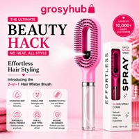 Grozaro Multicolour 2-in-1 Spray Comb Hair Brush with Built-In Mist Bottle — Anti-Frizz Detangling Brush