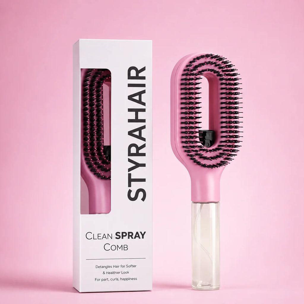 Grozaro Multicolour 2-in-1 Spray Comb Hair Brush with Built-In Mist Bottle — Anti-Frizz Detangling Brush
